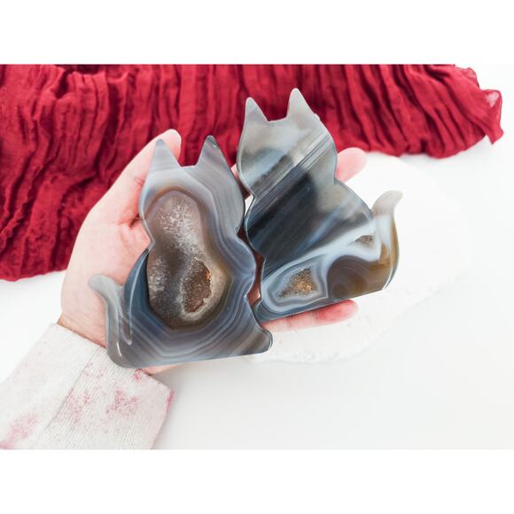 Druzy Agate Cat Crystal Carving - Picture 9 of 9